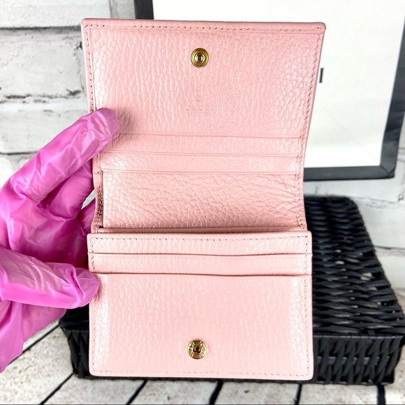 Gucci Marmont pink leather small wallet wristlet keychain - Picture 11 of 15